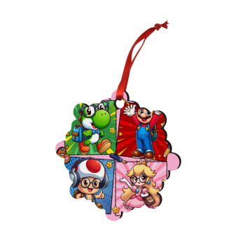 Back to the School Mario & Friends, Christmas ornament snowflake wooden 7.5cm