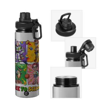 Back to the School Buzz & Friends, Metallic water bottle with safety cap, 850ml aluminum