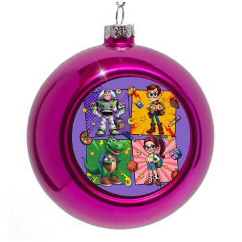 Back to the School Buzz & Friends, Purple Christmas tree ornament bauble 8cm