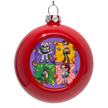 Back to the School Buzz & Friends, Red Christmas tree ornament bauble 8cm