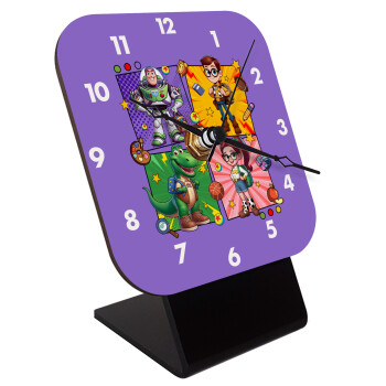 Back to the School Buzz & Friends, Quartz Wooden table clock with hands (10cm)