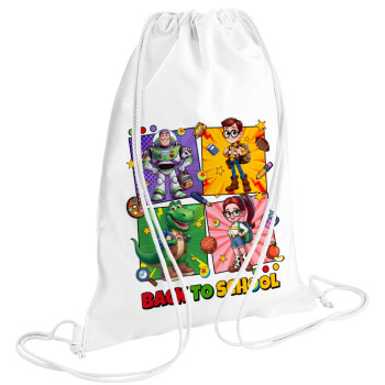 Back to the School Buzz & Friends, Backpack pouch GYMBAG white (28x40cm)