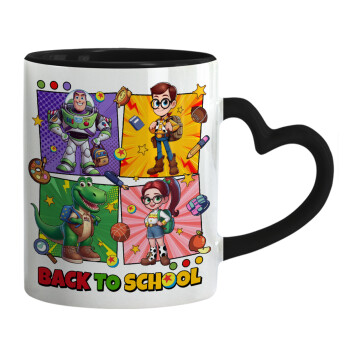 Back to the School Buzz & Friends, Mug heart black handle, ceramic, 330ml