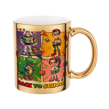 Back to the School Buzz & Friends, Mug ceramic, gold mirror, 330ml