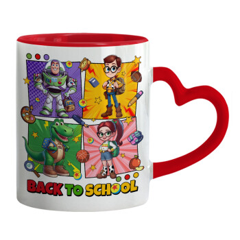 Back to the School Buzz & Friends, Mug heart red handle, ceramic, 330ml