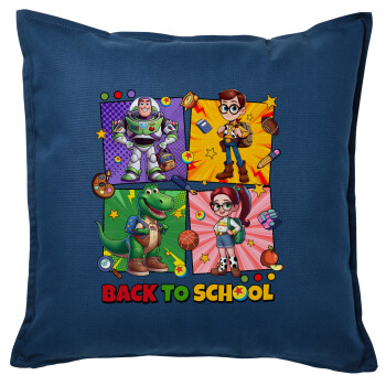 Back to the School Buzz & Friends, Sofa cushion Blue 50x50cm includes filling