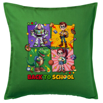 Back to the School Buzz & Friends, Sofa cushion Green 50x50cm includes filling