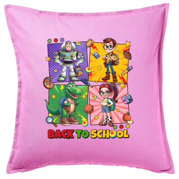 Back to the School Buzz & Friends, Sofa cushion Pink 50x50cm includes filling