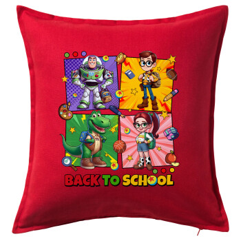 Back to the School Buzz & Friends, Sofa cushion RED 50x50cm includes filling