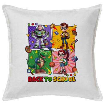 Back to the School Buzz & Friends, Sofa cushion White 50x50cm includes filling