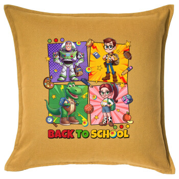 Back to the School Buzz & Friends, Sofa cushion YELLOW 50x50cm includes filling