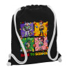 Backpack pouch GYMBAG Black, with pocket (40x48cm) & thick white cords