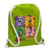 Backpack bag GYMBAG LIME GREEN, with pocket (40x48cm) & thick cords