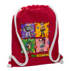 Backpack pouch GYMBAG Red, with pocket (40x48cm) & thick cords