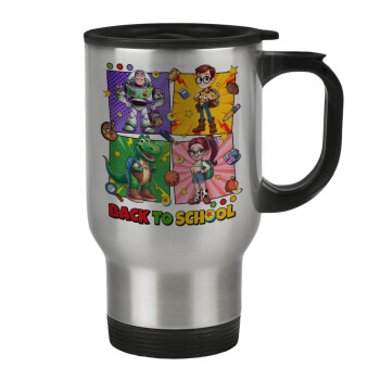 Back to the School Buzz & Friends, Stainless steel travel mug with lid, double wall 450ml