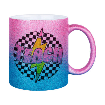 Teach, Κούπα Χρυσή/Μπλε Glitter, κεραμική, 330ml