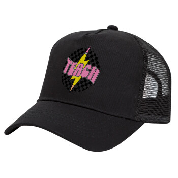 Teach, Trucker Hat with Mesh, Black, (COTTON, KIDS, UNISEX, ONE SIZE)