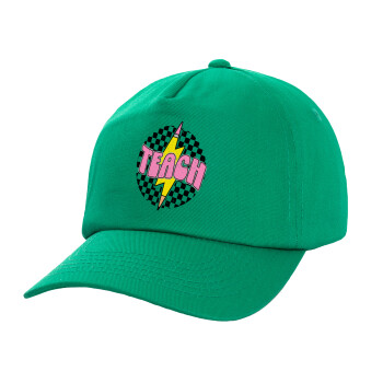 Teach, Children's Baseball Cap, 100% Cotton Twill, Green (COTTON, CHILDREN'S, UNISEX, ONE SIZE)