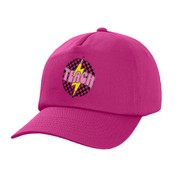 Teach, Children's Baseball Cap, 100% Cotton Twill, Fuchsia (COTTON, CHILDREN'S, UNISEX, ONE SIZE)