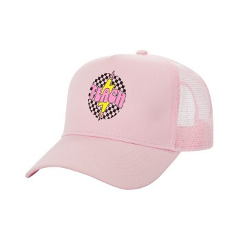 Teach, Structured Trucker Children's Hat, with Mesh, PINK (100% COTTON, CHILDREN'S, UNISEX, ONE SIZE)