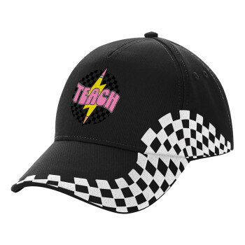 Teach, Adult Ultimate BLACK RACING Cap, (100% COTTON DRILL, ADULT, UNISEX, ONE SIZE)