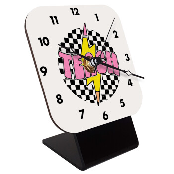 Teach, Quartz Wooden table clock with hands (10cm)