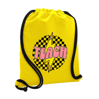 Teach, Backpack pouch GYMBAG Yellow, with pocket (40x48cm) & thick cords