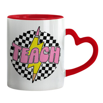 Teach, Mug heart red handle, ceramic, 330ml