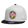 Child's Flat Snapback Hat, White (100% COTTON, CHILDREN'S, UNISEX, ONE SIZE)