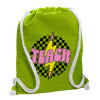 Backpack bag GYMBAG LIME GREEN, with pocket (40x48cm) & thick cords