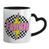 Mug heart black handle, ceramic, 330ml