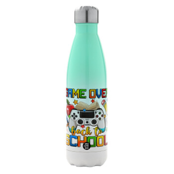 GAME OVER, Back to the School, Metal mug thermos Green/White (Stainless steel), double wall, 500ml