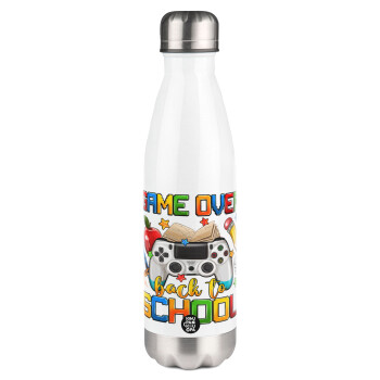 GAME OVER, Back to the School, Metal mug thermos White (Stainless steel), double wall, 500ml