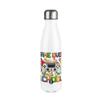 GAME OVER, Back to the School, Metal mug thermos White (Stainless steel), double wall, 500ml