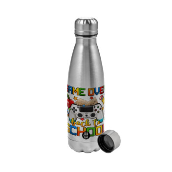 GAME OVER, Back to the School, Metallic water bottle, stainless steel, 750ml