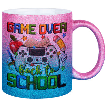 GAME OVER, Back to the School, Κούπα Χρυσή/Μπλε Glitter, κεραμική, 330ml