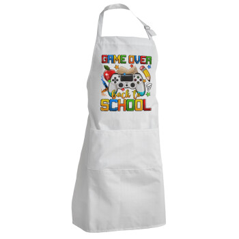 GAME OVER, Back to the School, Adult Chef Apron (with sliders and 2 pockets)