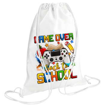 GAME OVER, Back to the School, Backpack pouch GYMBAG white (28x40cm)