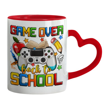 GAME OVER, Back to the School, Mug heart red handle, ceramic, 330ml