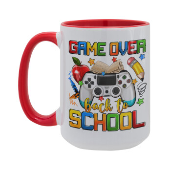 GAME OVER, Back to the School, Κούπα Mega 15oz, κεραμική Κόκκινη, 450ml