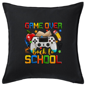 GAME OVER, Back to the School, Sofa cushion black 50x50cm includes filling