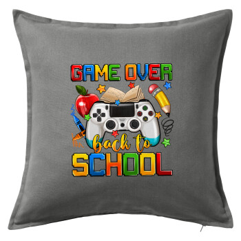 GAME OVER, Back to the School, Sofa cushion Grey 50x50cm includes filling