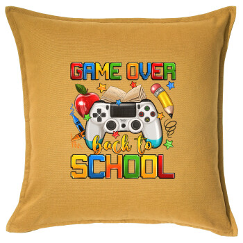 GAME OVER, Back to the School, Sofa cushion YELLOW 50x50cm includes filling