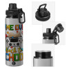 Metallic water bottle with safety cap, 850ml aluminum