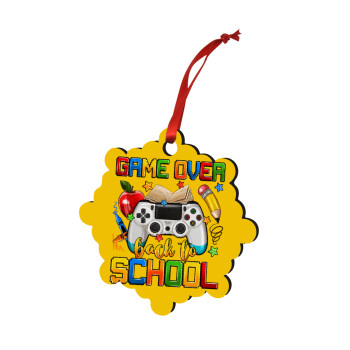 GAME OVER, Back to the School, Christmas ornament snowflake wooden 7.5cm