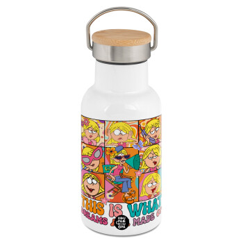 This Is What Dreams Are Made Of Lizzie Mcguire, Metallic thermos (Stainless steel) White with wooden lid (bamboo), double-walled, 350ml