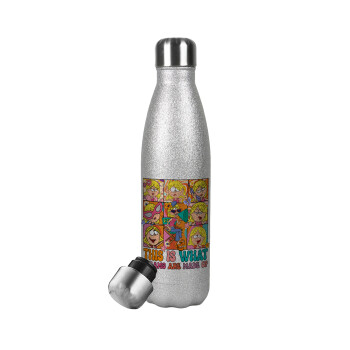 This Is What Dreams Are Made Of Lizzie Mcguire, Metallic Glitter Silver Thermos Flask (Stainless steel), double-walled, 500ml