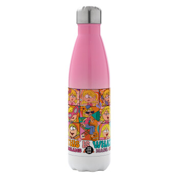 This Is What Dreams Are Made Of Lizzie Mcguire, Metal mug thermos Pink/White (Stainless steel), double wall, 500ml