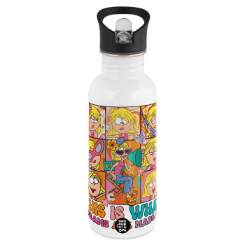 This Is What Dreams Are Made Of Lizzie Mcguire, White water bottle with straw, stainless steel 600ml