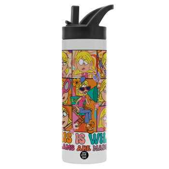 This Is What Dreams Are Made Of Lizzie Mcguire, Metallic thermos bottle with straw & handle, stainless steel (Stainless steel 304), double-walled, 600ml.